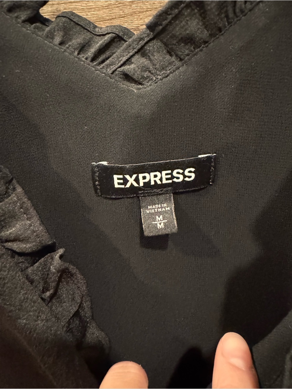Express Black Ruffle-Trim Top - Picture 2 of 3